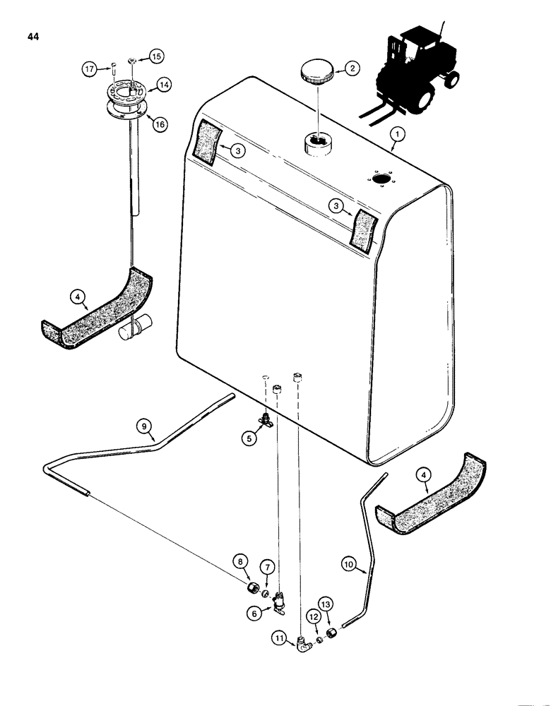 Схема запчастей Case 586D - (044) - FUEL TANK AND FUEL LINES (10) - ENGINE