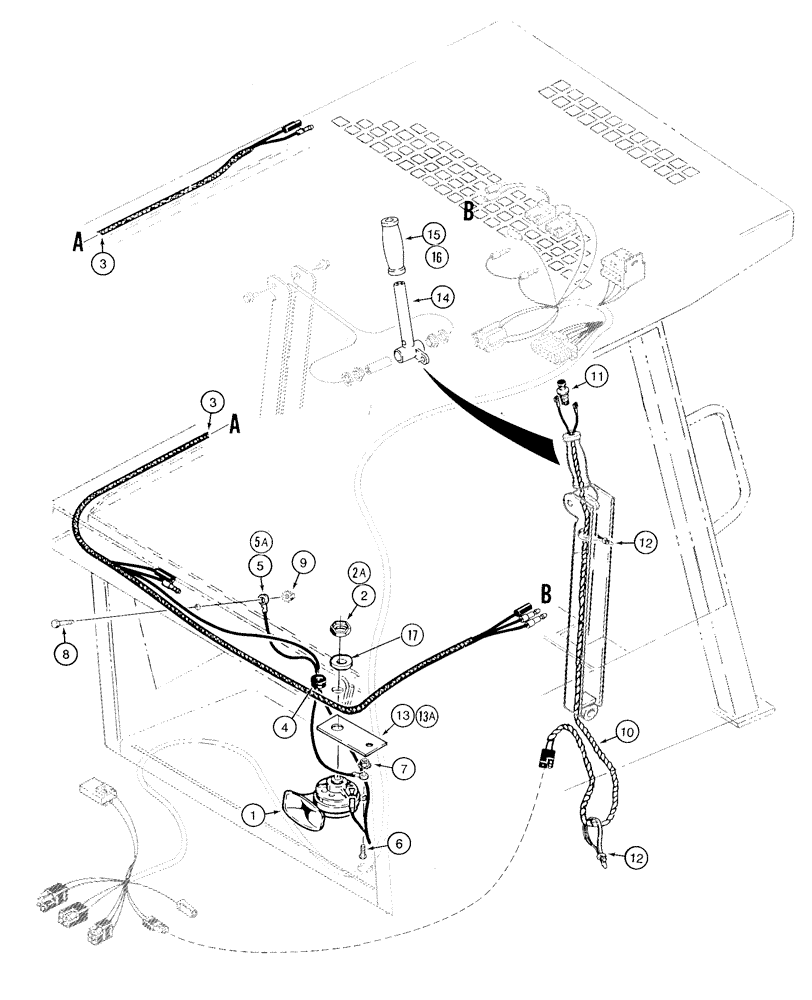 Схема запчастей Case 1835C - (4-28) - HORN (04) - ELECTRICAL SYSTEMS