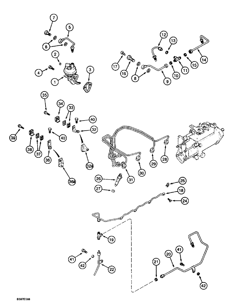 Схема запчастей Case 570LXT - (3-008) - FUEL INJECTION SYSTEM, 4-390 ENGINE, 4T-390 ENGINE (03) - FUEL SYSTEM