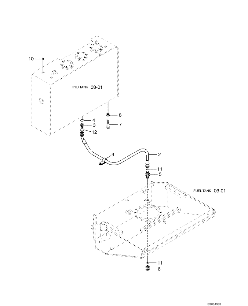 Схема запчастей Case 1221E - (08-02[01]) - HYDRAULICS - RESERVOIR - LINE (87700423) (08) - HYDRAULICS