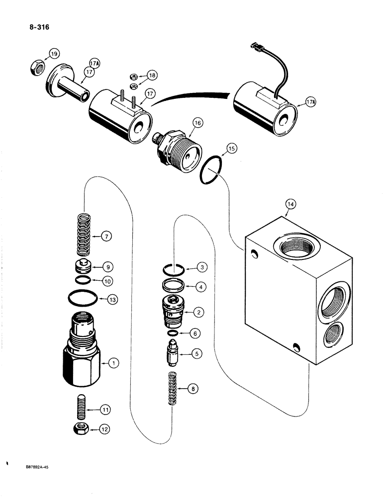 Схема запчастей Case 780C - (8-316) - SOLENOID RELIEF VALVE (08) - HYDRAULICS