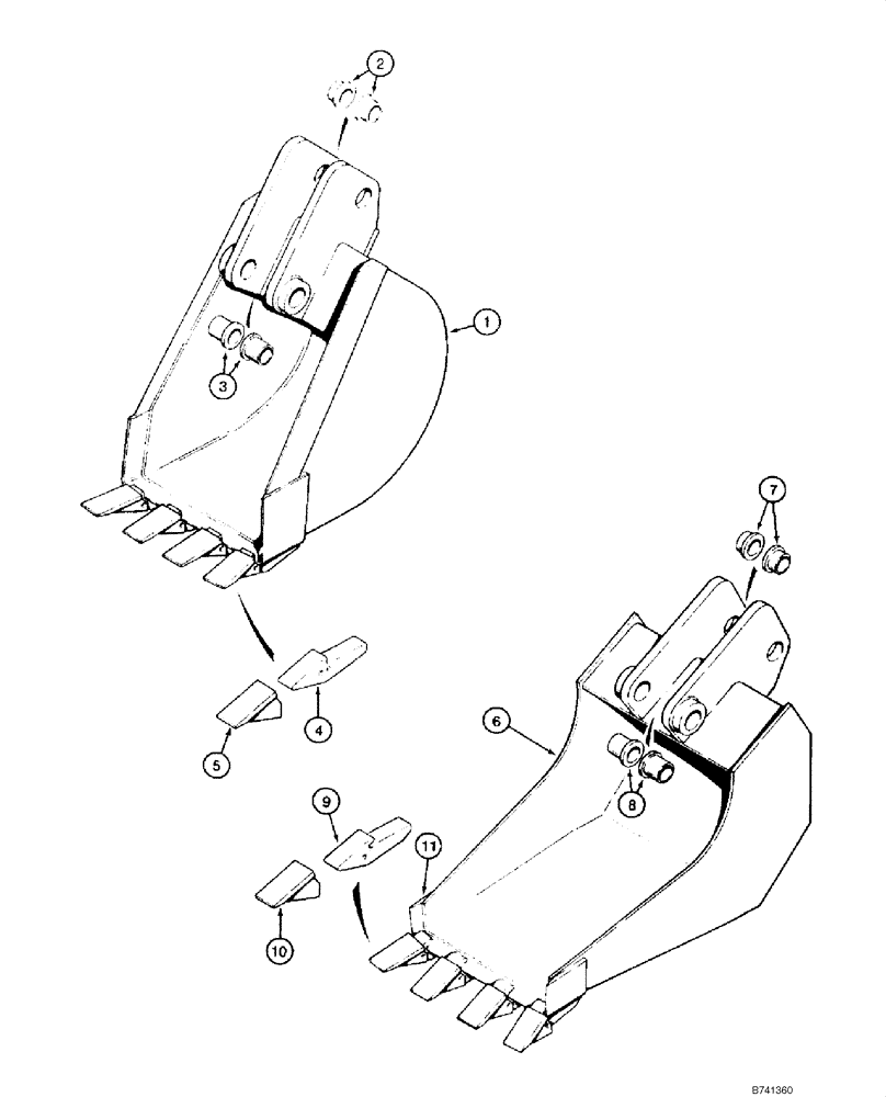 Схема запчастей Case 1845C - (09-75) - BACKHOE - BUCKETS, D100, D100XR (NORTH AMERICA) (09) - CHASSIS/ATTACHMENTS