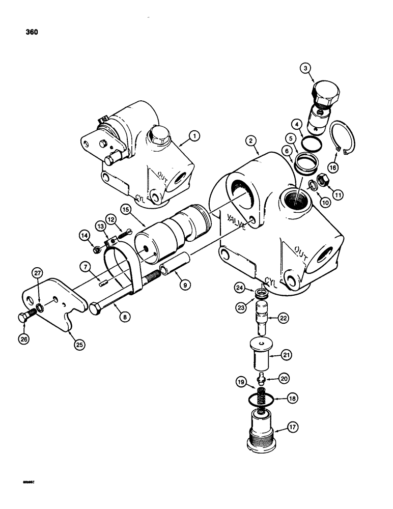 Схема запчастей Case 580SD - (360) - BOOM LOCK VALVE (08) - HYDRAULICS