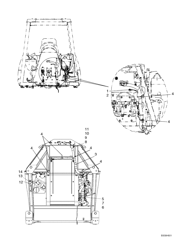 Схема запчастей Case 650L - (55.100.04[04]) - HARNESS, MAIN ROPS - INSTALLATION (55) - ELECTRICAL SYSTEMS