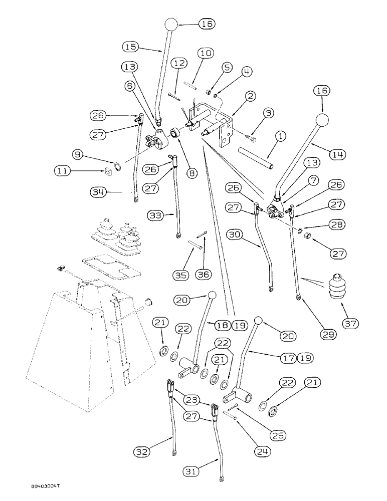 Схема запчастей Case 580SK - (9-028) - BACKHOE CONTROLS WITH HAND SWING, WITH NON-EXTENDABLE DIPPER (09) - CHASSIS/ATTACHMENTS