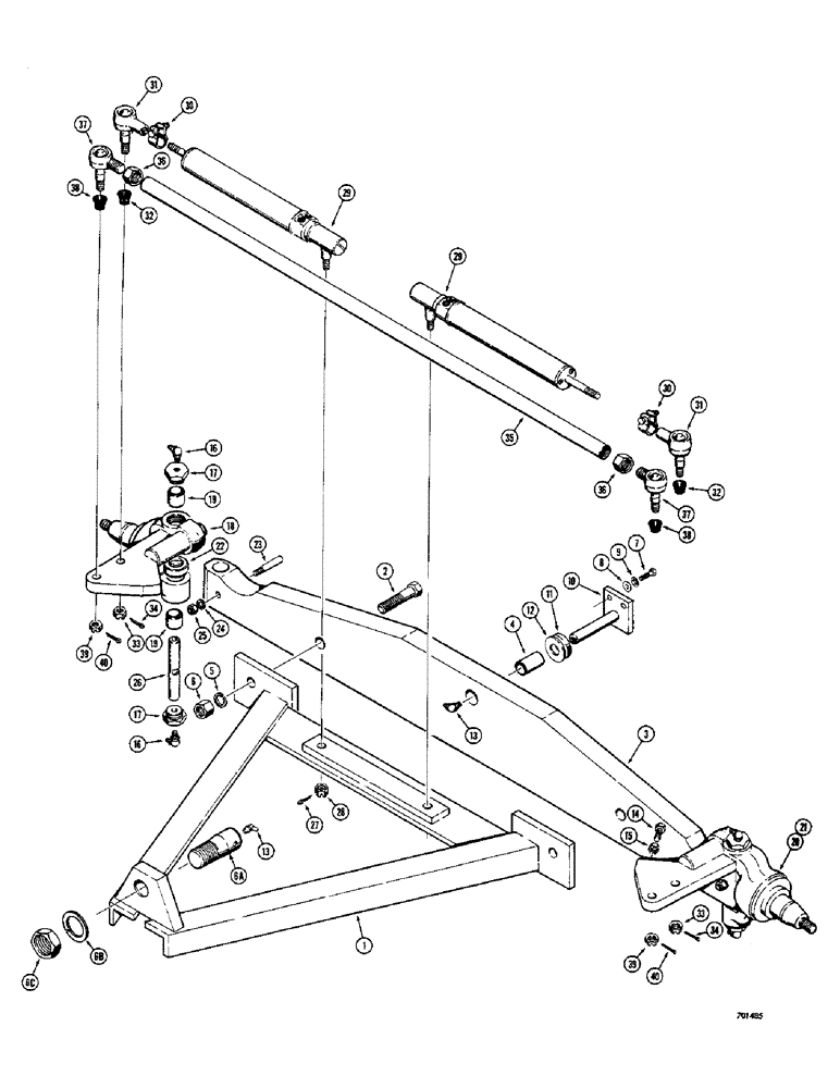 Схема запчастей Case 680CK - (116) - FRONT AXLE, SPINDLES AND TIE ROD (25) - FRONT AXLE SYSTEM