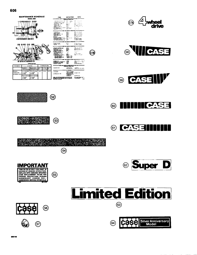 Схема запчастей Case 580D - (606) - DECALS (09) - CHASSIS/ATTACHMENTS