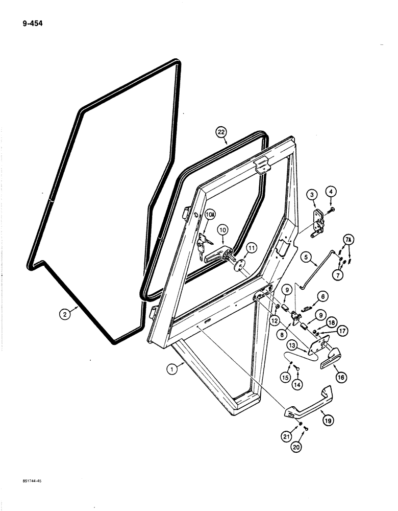 Схема запчастей Case 780C - (9-454) - CAB DOOR (09) - CHASSIS/ATTACHMENTS