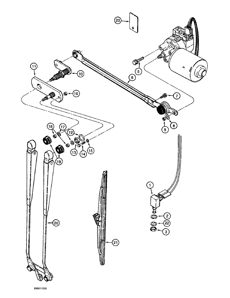 Схема запчастей Case 590L - (9-114) - CAB REAR WINDSHIELD WIPER (09) - CHASSIS/ATTACHMENTS