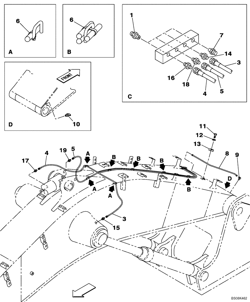 Схема запчастей Case CX800B - (09-52) - LUBRICATION CIRCUIT - BOOM - SHORT (7.25 M) (09) - CHASSIS