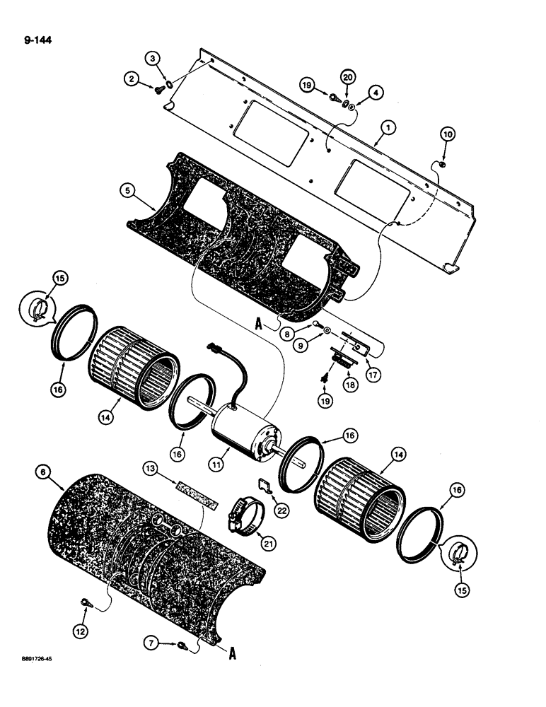 Схема запчастей Case 680L - (9-144) - CAB BLOWER (09) - CHASSIS/ATTACHMENTS