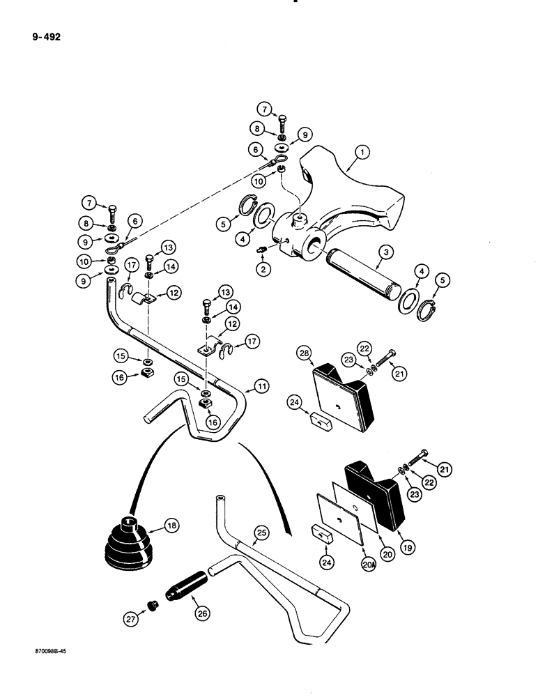 Схема запчастей Case 580K - (09-492) - BOOM LATCH, WITH 3/4" OD ROD (09) - CHASSIS/ATTACHMENTS