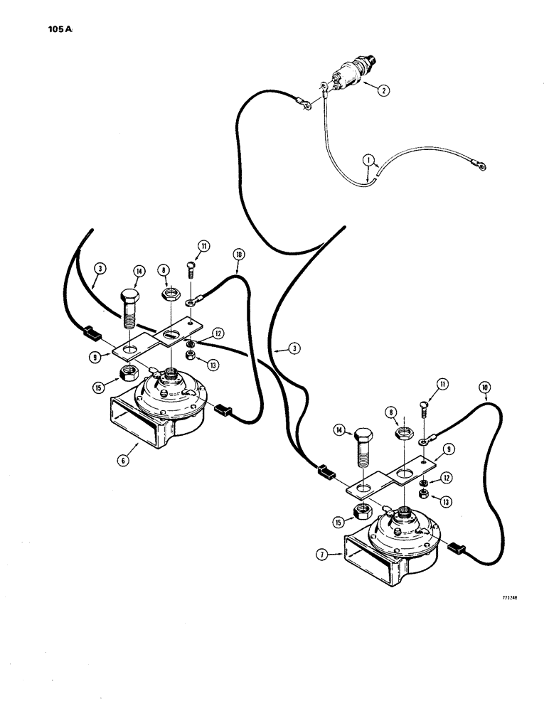 Схема запчастей Case 1450 - (105A) - ELECTRICAL SYSTEM, HORN (04) - ELECTRICAL SYSTEMS