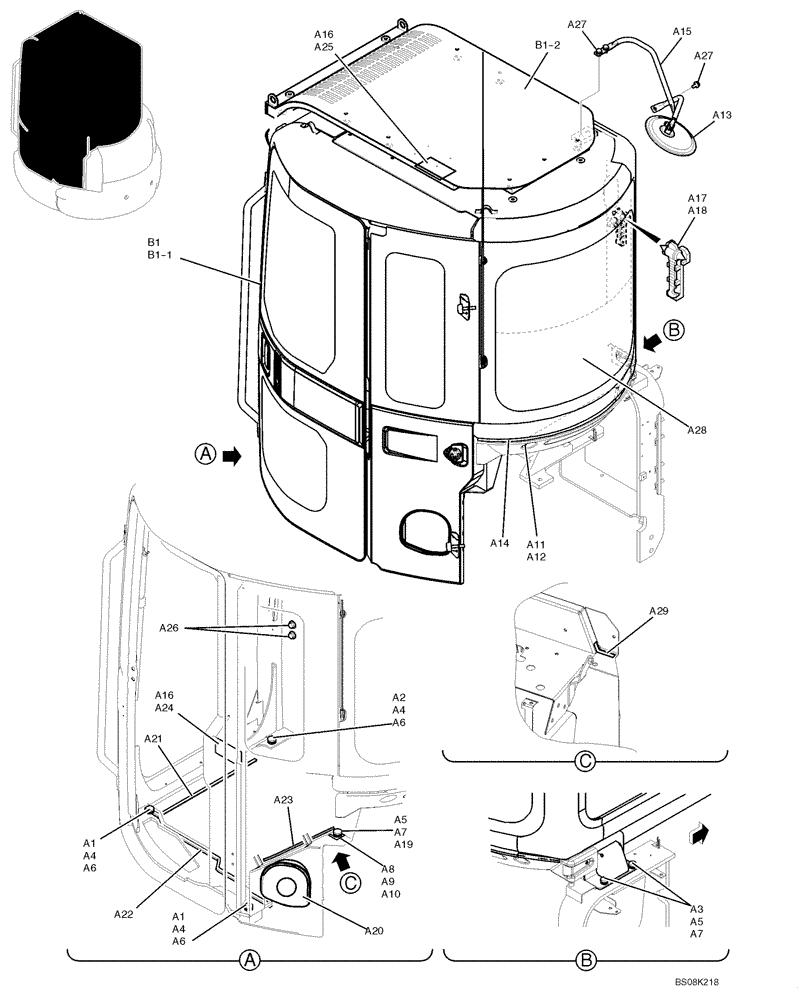 Схема запчастей Case CX50B - (05-008) - CAB INSTALLATION (COOLER) (PW02C00073F1) OPTIONAL PARTS