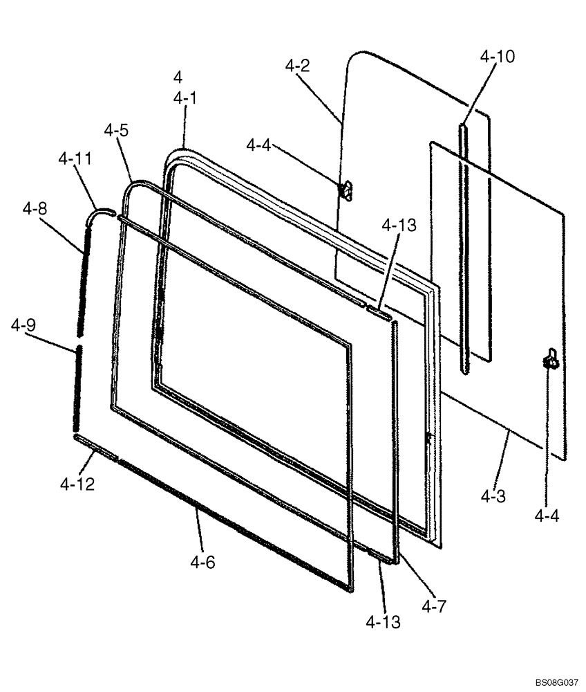 Схема запчастей Case CX25 - (09-16-01[00]) - WINDOW ASSEMBLY (PM02C01358F1) (09) - CHASSIS/ATTACHMENTS