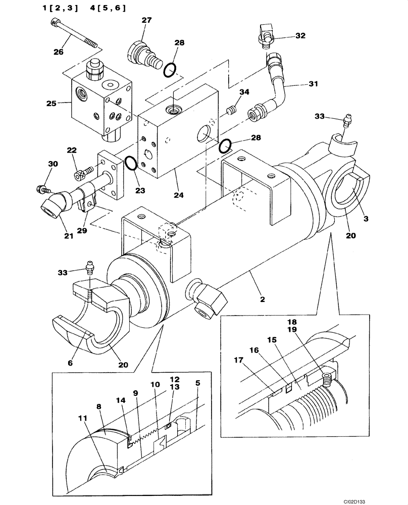 Схема запчастей Case CX75SR - (08-93) - CYLINDER ASSY, DOZER BLADE - MODELS WITH LOAD HOLD (08) - HYDRAULICS