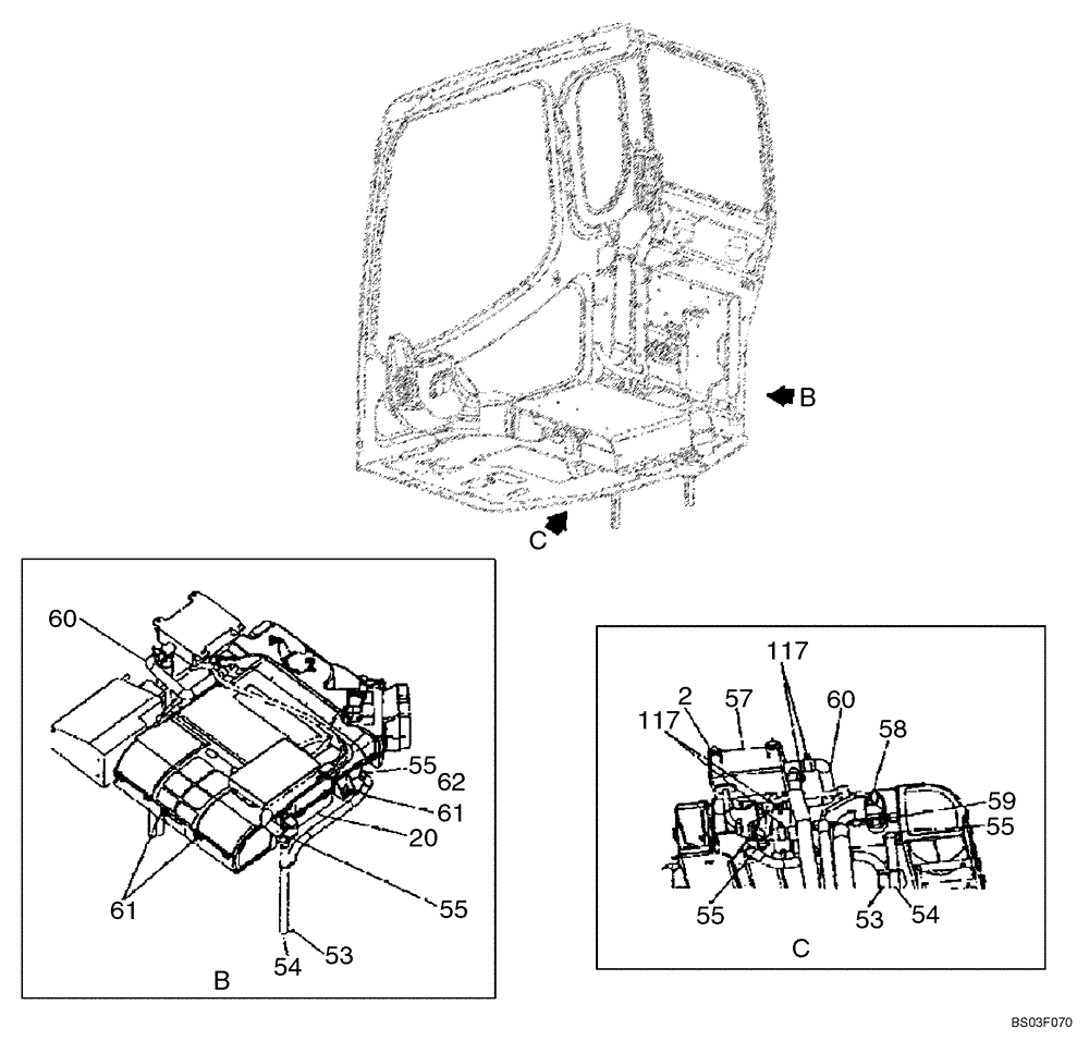 Схема запчастей Case CX135SR - (09-31) - HEATER AND AIR CONDITIONING - INLET AND OUTLET (09) - CHASSIS/ATTACHMENTS