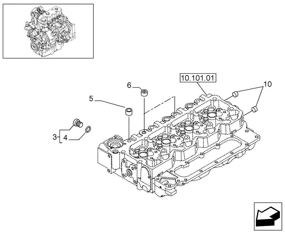 Схема запчастей Case 580SM - (10.406.10) - PIPING - ENGINE COOLING SYSTEM (10) - ENGINE