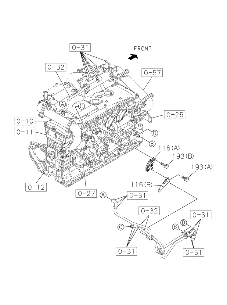 Схема запчастей Case CX470C - (02-038-01[01]) - AIR COMPRESSOR (01) - ENGINE