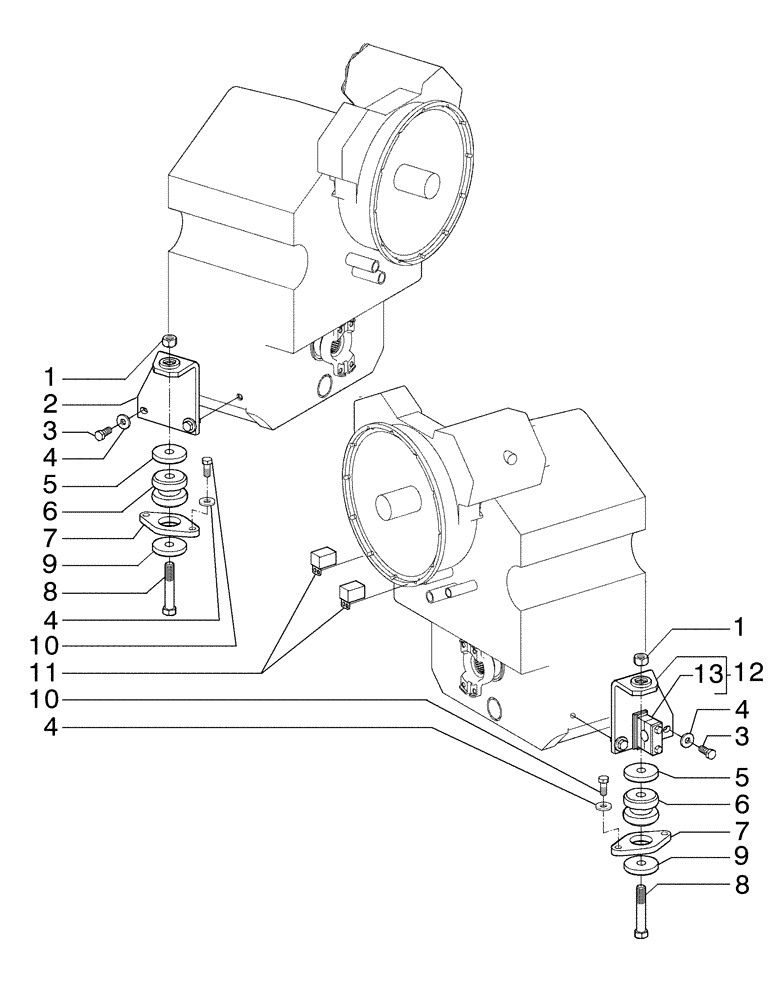 Схема запчастей Case 885B AWD - (06-02[00]) - TRANSMISSION, SUPPORTS - (DIRECT DRIVE) (06) - POWER TRAIN