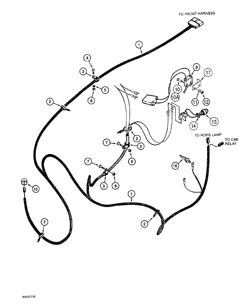 Схема запчастей Case 1150G - (4-016) - REAR WIRING HARNESS AND CONNECTIONS (06) - ELECTRICAL SYSTEMS