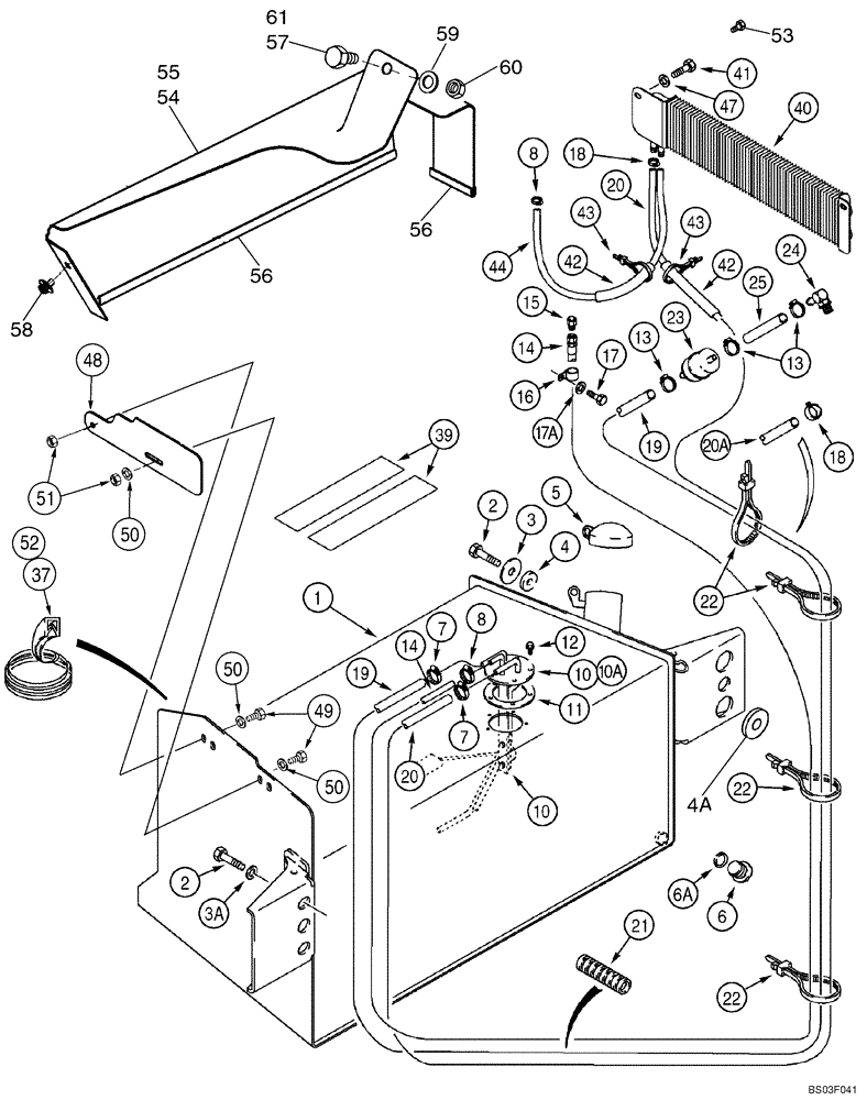 Схема запчастей Case 580M - (03-01) - FUEL LINES, RESERVOIR - FILTER, IN-LINE FUEL (03) - FUEL SYSTEM