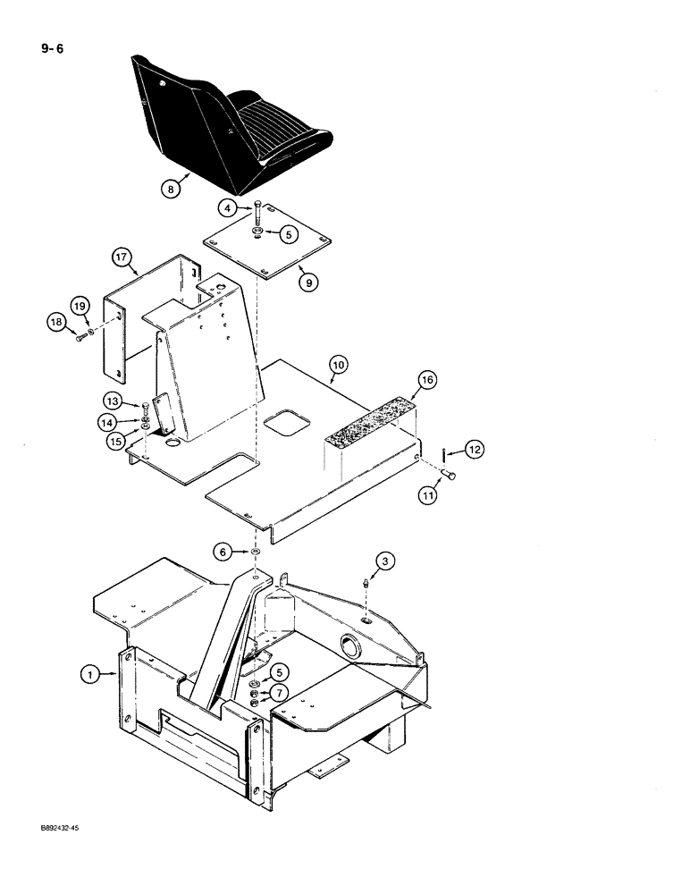 Схема запчастей Case MAXI-SNEAKER C - (9-06) - REAR FRAME AND FLOOR PLATES, USED ON MODELS WITH P.I.N. JAF0021856 AND AFTER (09) - CHASSIS/ATTACHMENTS