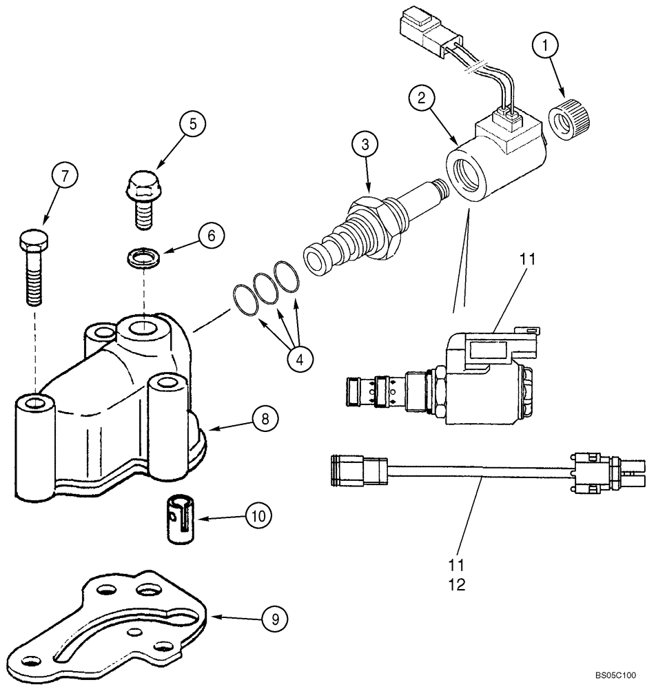 Схема запчастей Case 580M - (06-22) - TRANSMISSION ASSY (4WD) - VALVE, SOLENOID (06) - POWER TRAIN