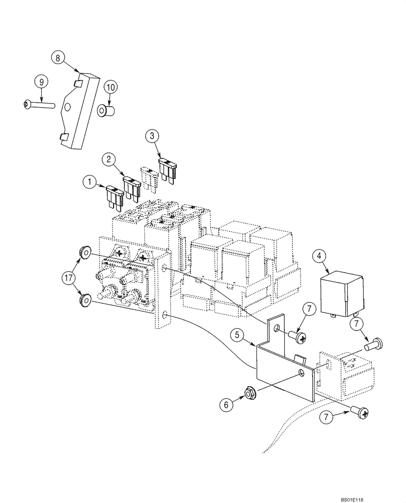 Схема запчастей Case 40XT - (04-14) - FUSE AND RELAY - OPTIONS (04) - ELECTRICAL SYSTEMS