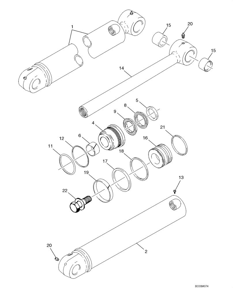 Схема запчастей Case 580M - (08-64) - CYLINDER ASSY - BACKHOE DIPPER (08) - HYDRAULICS