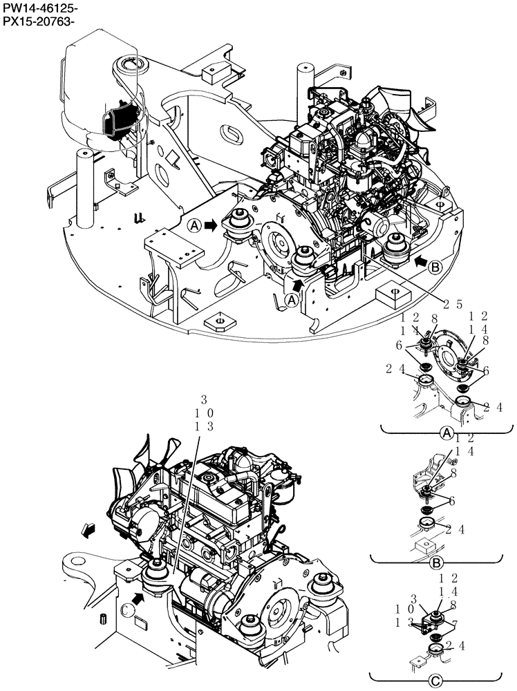 Схема запчастей Case CX31B - (705-01A[1]) - ENGINE INSTAL (COOLER) (36) - PNEUMATIC SYSTEM