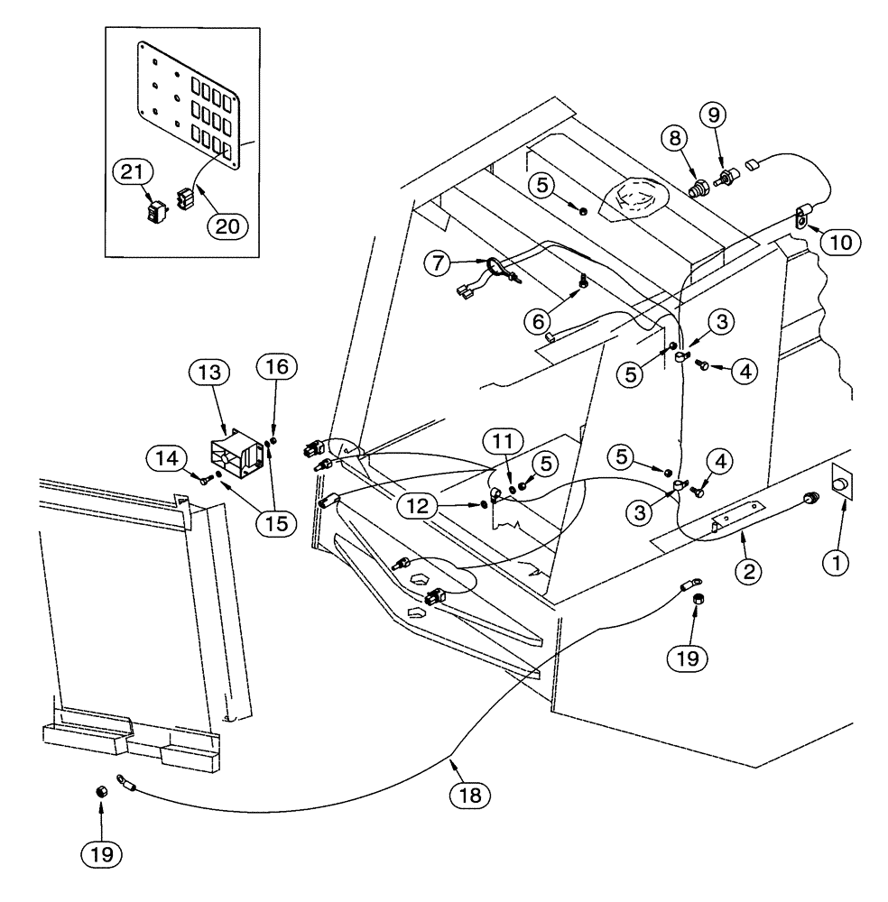 Схема запчастей Case 621C - (04-074) - MOUNTING BACKUP ALARM AND REAR LAMP, EUROPE ONLY (04) - ELECTRICAL SYSTEMS