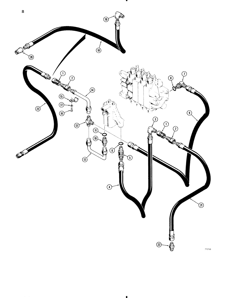 Схема запчастей Case 35 - (008) - *TRACTOR TO BACKHOE HYDRAULICS, 850 AND 850B ONLY, USED ON 850 ONLY, USED ON 850B ONLY 