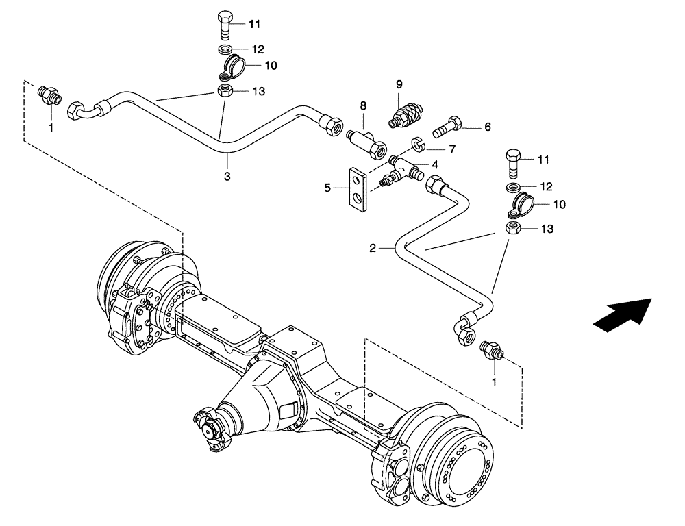 Схема запчастей Case 330 - (47A00001654[03]) - BRAKE SYSTEM - FRONT AXLE (09) - Implement / Hydraulics / Frame / Brakes