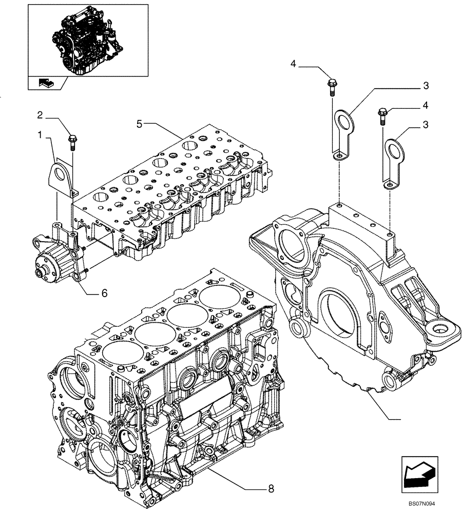 Схема запчастей Case 445 - (02-37) - HOOKS - ENGINE (87380450) (02) - ENGINE