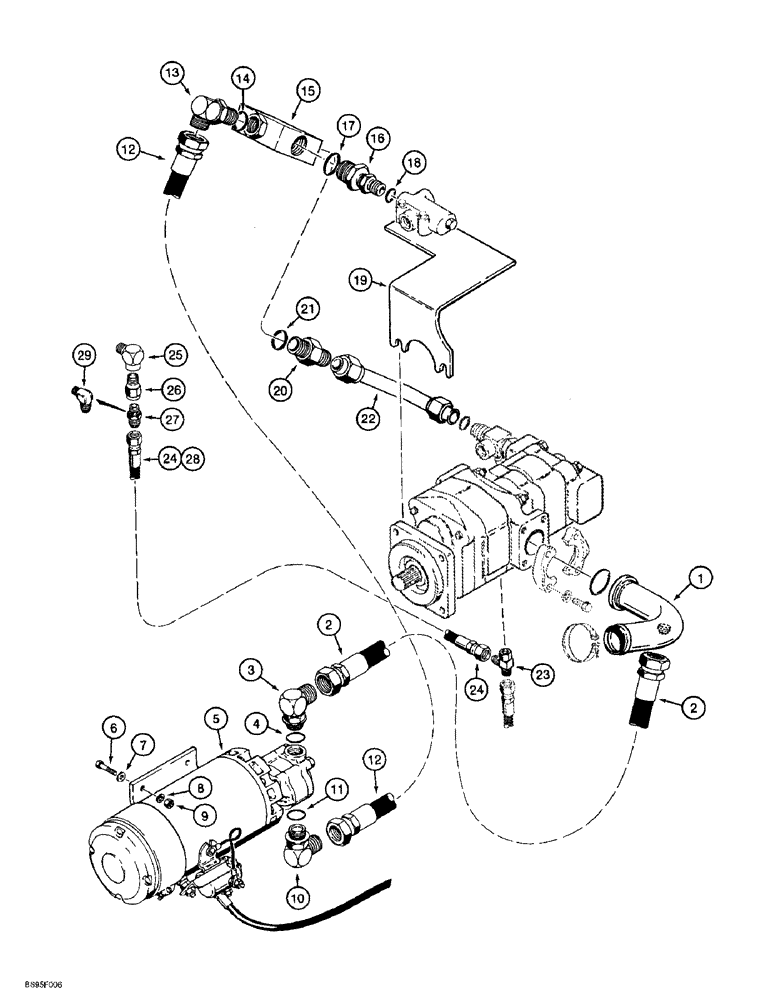 Схема запчастей Case 621B - (5-12) - AUXILIARY STEERING HYDRAULIC CIRCUIT (05) - STEERING