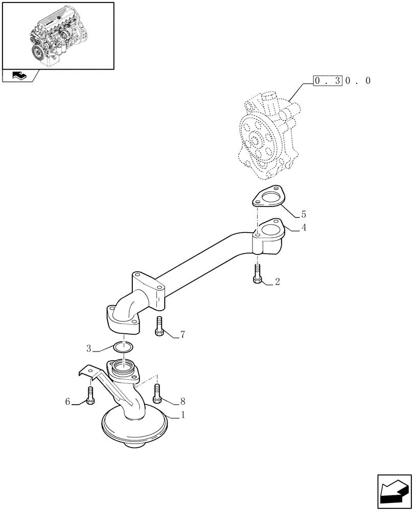 Схема запчастей Case F3AE0684S E908 - (0.30.5) - OIL PUMP PIPING (500387388) 