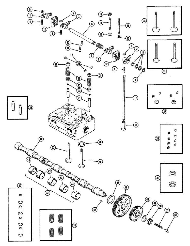 Схема запчастей Case W8E - (014) - VALVE MECHANISM & CAMSHAFT, (401B) DIESEL ENGINE (02) - ENGINE