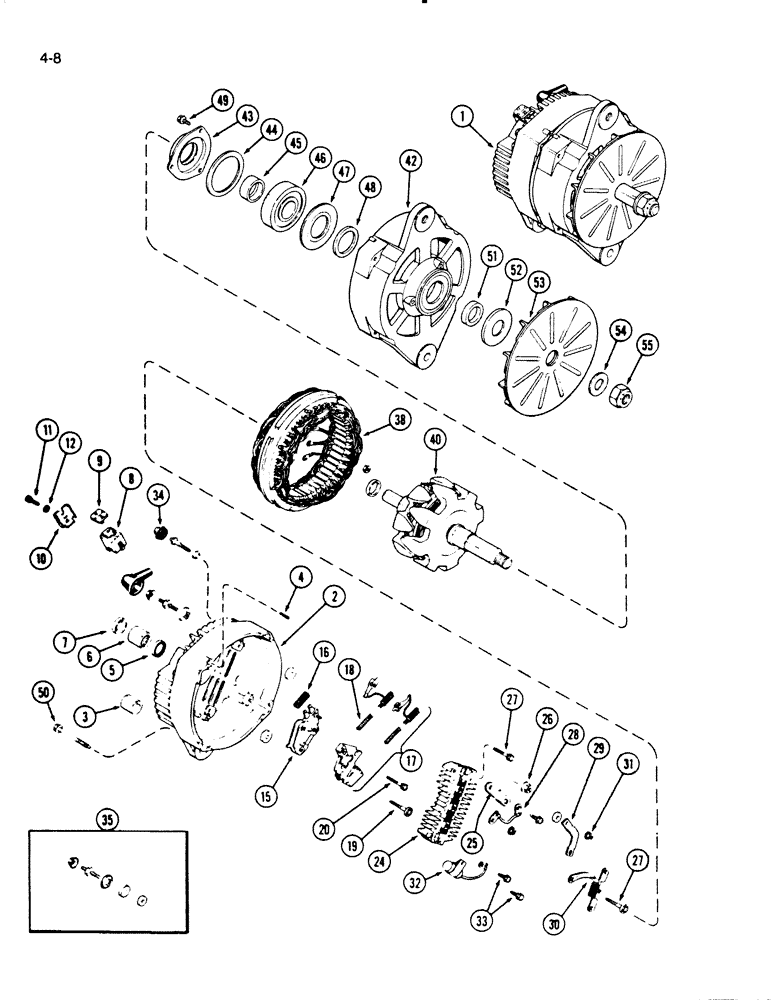 Схема запчастей Case W20C - (4-008) - ALTERNATOR, 65 AMPERE - 24 VOLT (04) - ELECTRICAL SYSTEMS