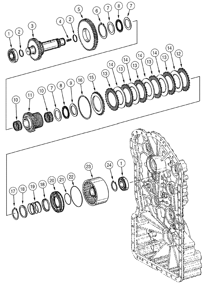 Схема запчастей Case 621C - (06-032) - TRANSMISSION CLUTCH ASSEMBLY, FOURTH (06) - POWER TRAIN