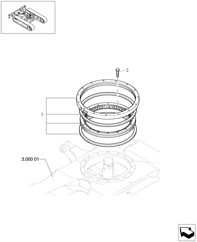 Схема запчастей Case CX27B - (3.000[02]) - LOWER FRAME - RING SLEWING (03) - Section 3