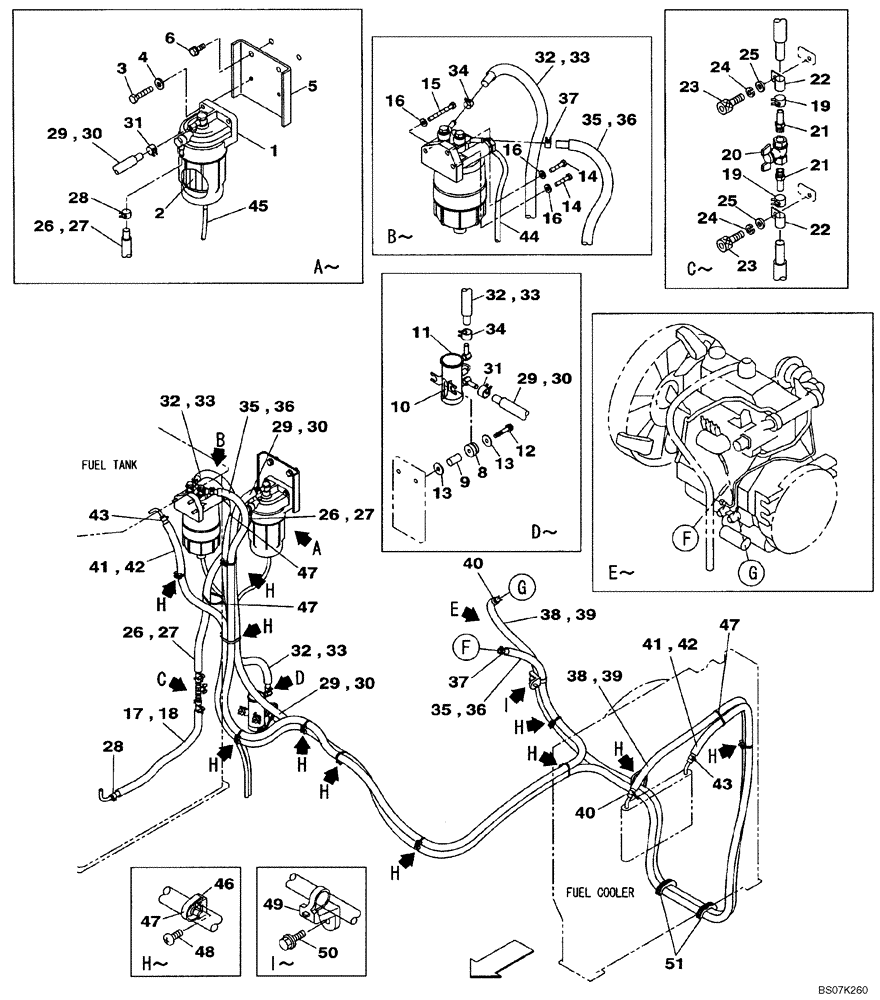 Схема запчастей Case CX225SR - (03-02) - FUEL LINES (03) - FUEL SYSTEM