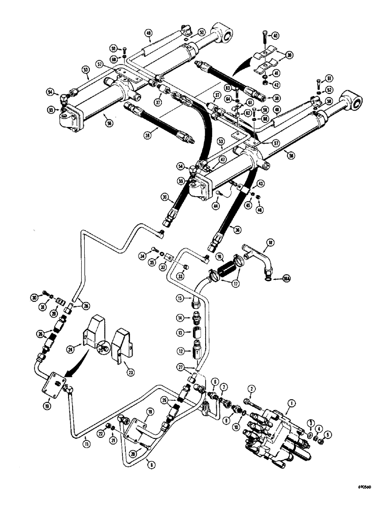 Схема запчастей Case W9C - (214) - LOADER HYDRAULICS, TILT CYLINDER HYDRAULICS (08) - HYDRAULICS