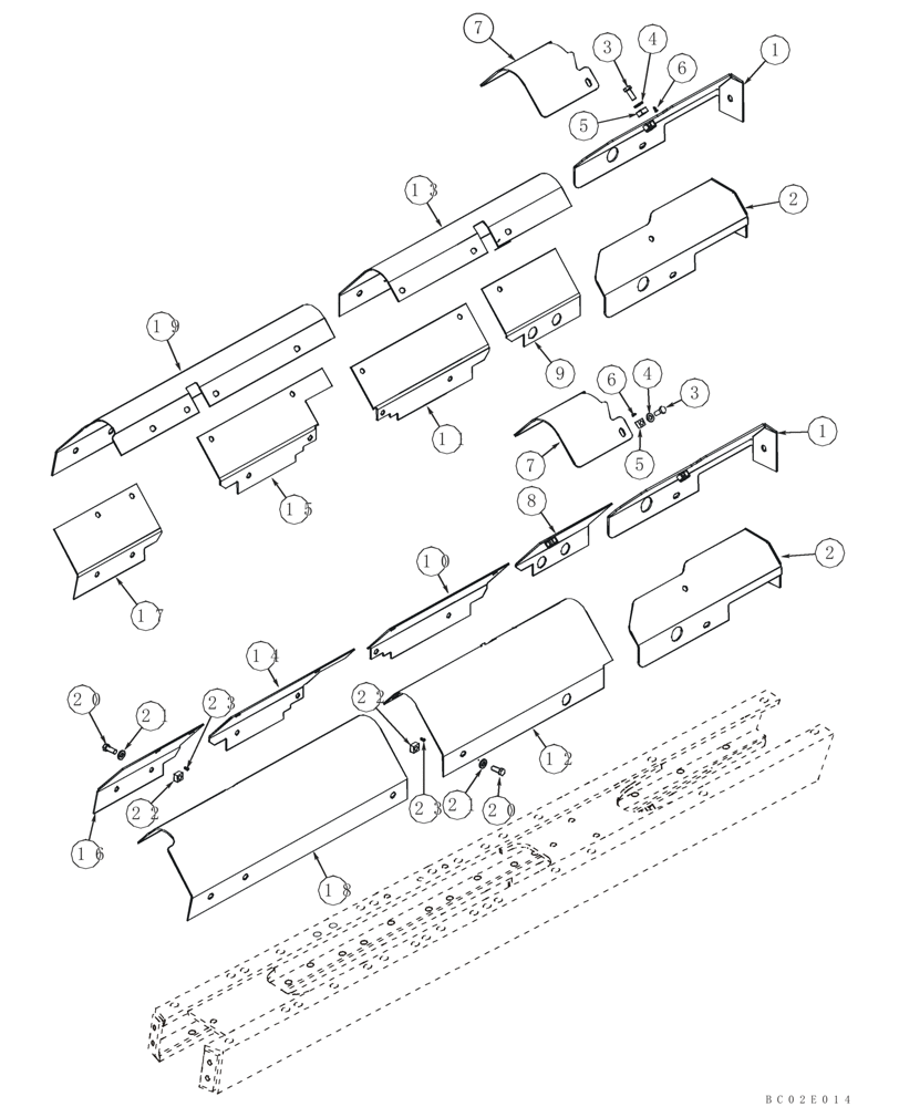 Схема запчастей Case 850K - (05-02[01]) - FRAME, TRACK - COVERS 750-850K (11) - TRACKS/STEERING