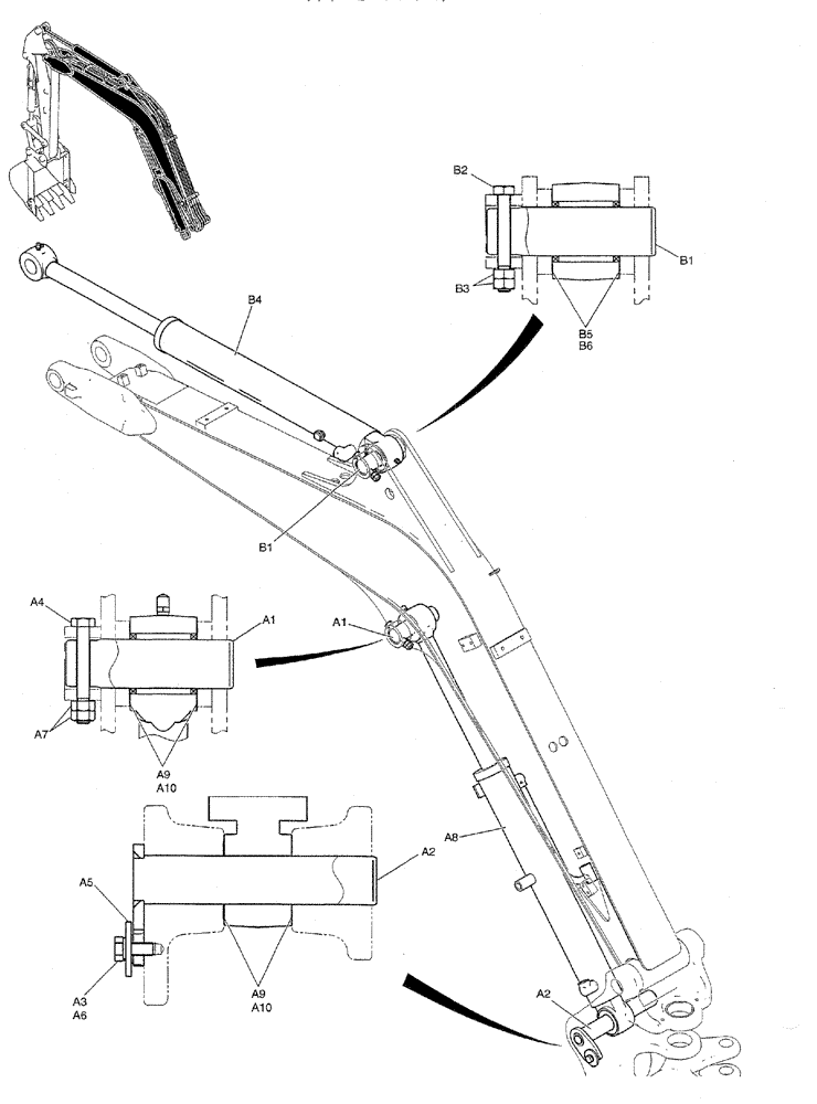 Схема запчастей Case CX27B PV13 - (03-004) - CYINDER INSTAL (CANOPY) Attachments