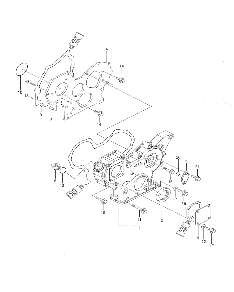 Схема запчастей Case CX31B - (08-002) - GEAR HOUSING (10) - ENGINE