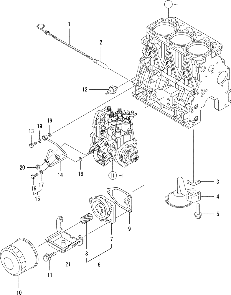 Схема запчастей Case CX36B - (08-009) - LUB. OIL SYSTEM (10) - ENGINE