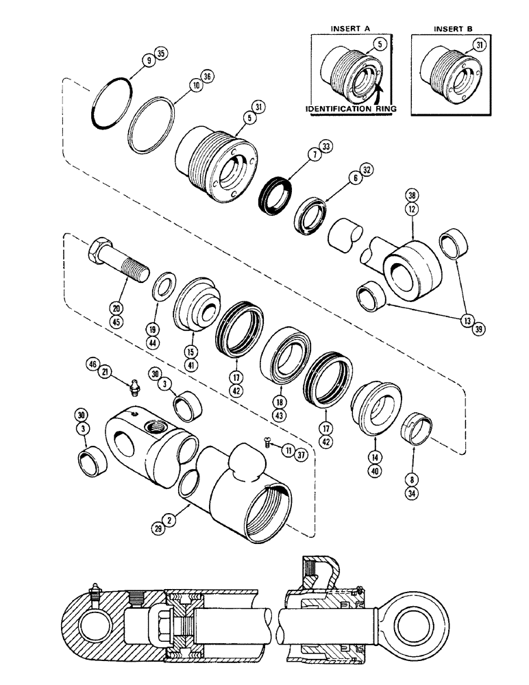 Схема запчастей Case 33 - (286) - G33930 STABILIZER CYL, W/FRONT PORT ON TOP W/SOLID OUTER WIPER & SPLIT W/ GLAND ID RING 