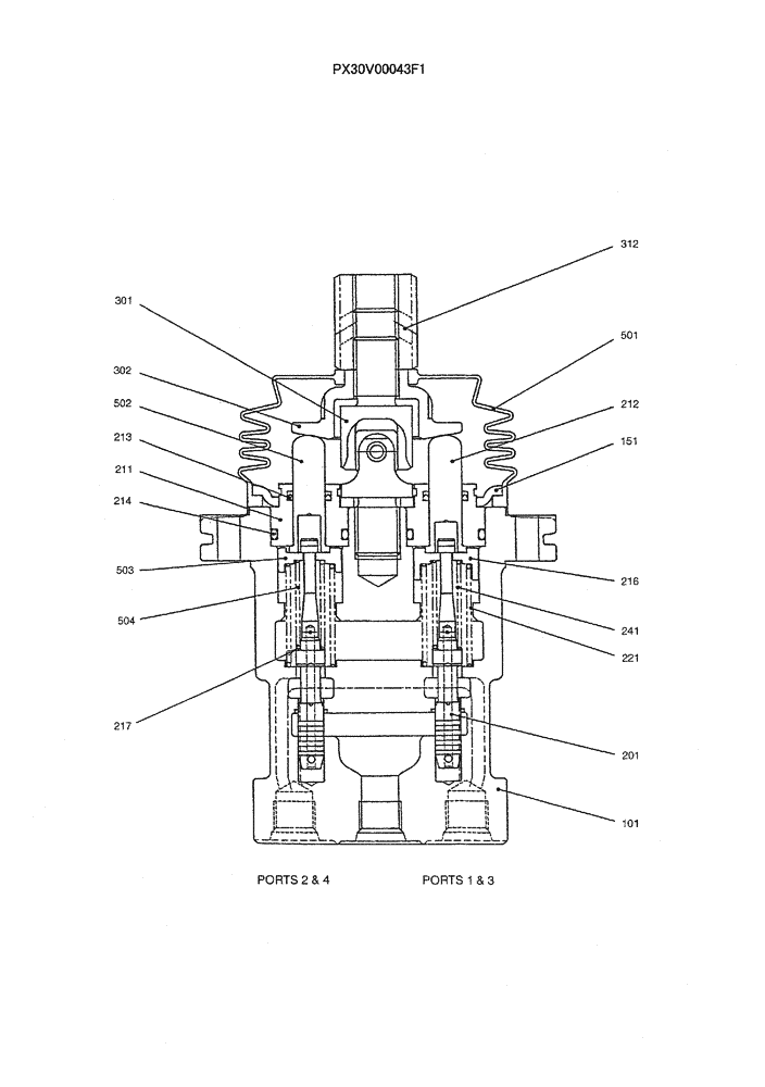 Схема запчастей Case CX36B - (07-041) - VALVE ASSY, PILOT, P/N PX30V00043F1 ELECTRICAL AND HYDRAULIC COMPONENTS