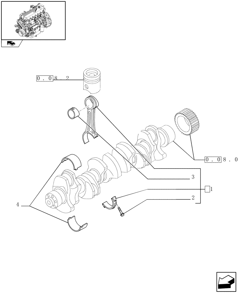 Схема запчастей Case F2CE9684H E003 - (0.08.1) - CONNECTING ROD ENGINE (504128698) 